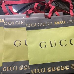 3  large Gucci Shopping Bags w/Ribbon